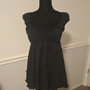 wild fable Black Lace Mini Dress with Cap Sleeves
